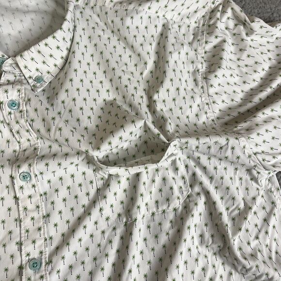 Tori Richard Hawaiian Shirt Men 3XL White Green Palm Tree Nylon Stretch Vacation - Picture 4 of 13